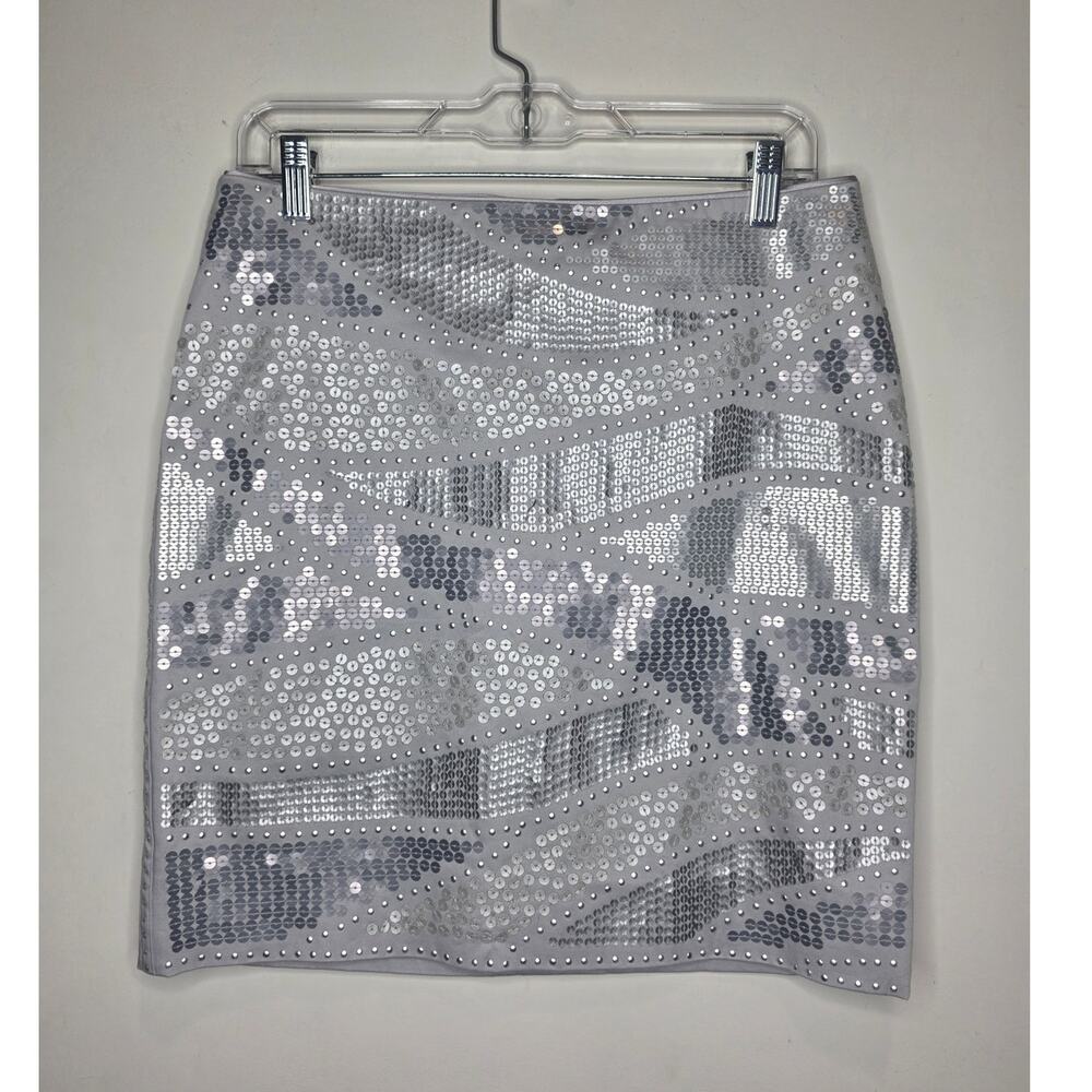 WHBM White House Black Market silver sequin skirt - 6